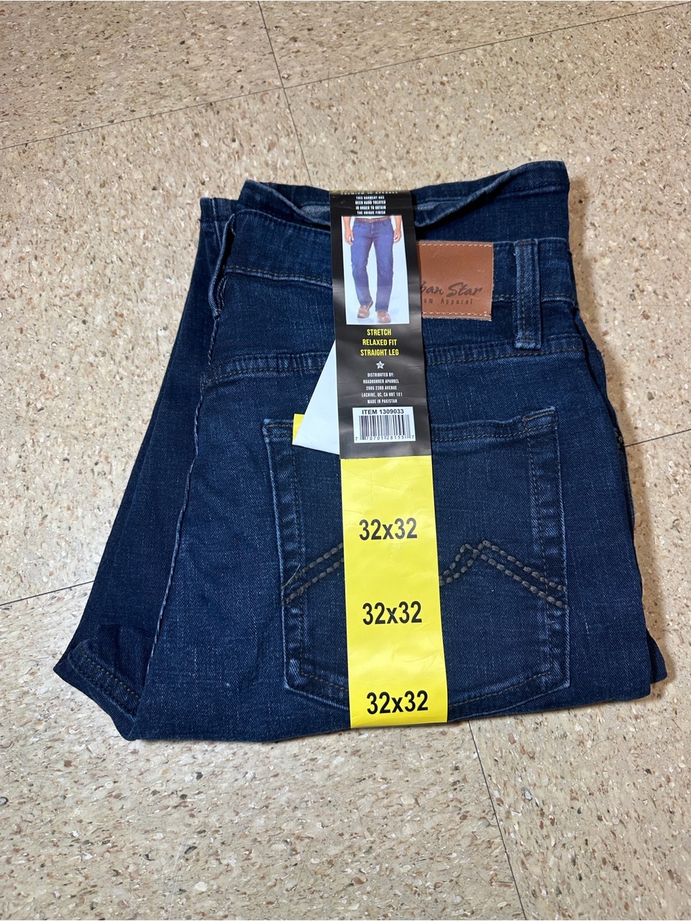 Urban Star Mens Straight Leg Relaxed Fit Stretch Denim Dark Blue Jeans 32x32 NWT
